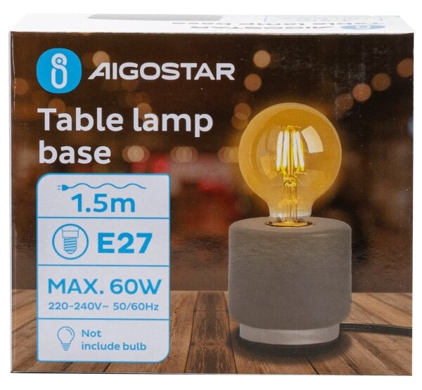 Aigostar - Stolná lampa 1xE27/60W/230V šedá