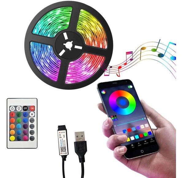 LED RGB Stmievateľný pásik LED/6W/5V USB 2 m + diaľkové ovládanie