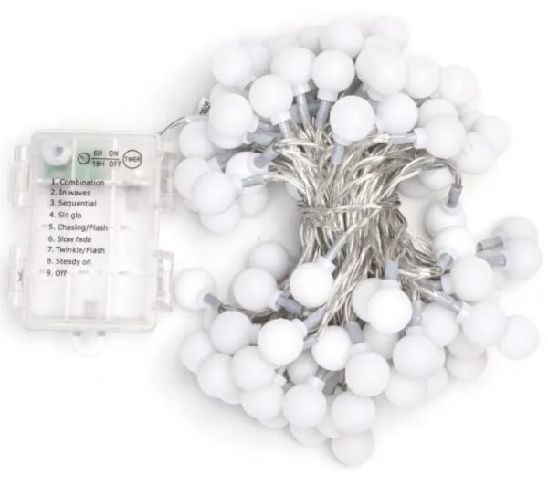 Aigostar - LED vonkajšia svetelná reťaz 100xLED/3xAA/8 funkcií 10,3 m IP44 studená biela