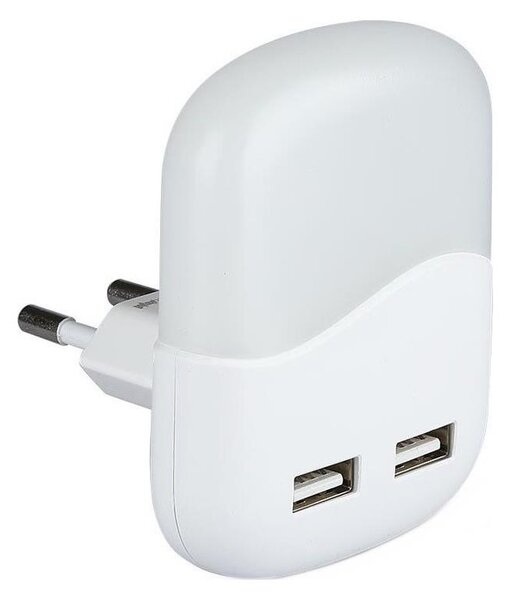LED Nočné svetlo so senzorom súmraku do zásuvky 2xUSB LED/0,45W/230V 3000K