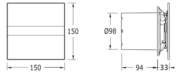 Cata Cata, E-100 GSTH kúpeľňový ventilátor axiálny s automatom,4W/8W,potrubie 100mm,striebo, 00900600