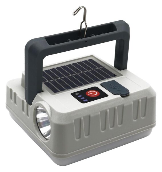 LED Solárna lampa s funkciou powerbanky LED/1W/5,5V 8000K IPX4 1200 mAh šedá