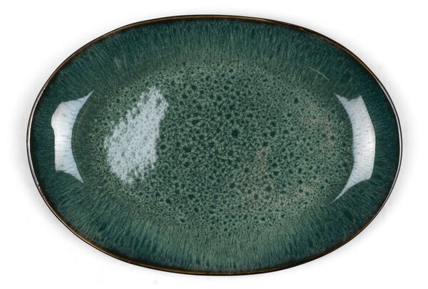 Zelený/čierny servírovací kameninový tanier Gastro Green/Black – Bitz