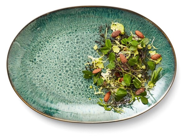 Zelený/čierny servírovací kameninový tanier Gastro Green/Black – Bitz