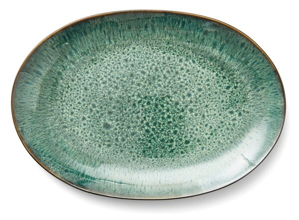 Zelený/čierny servírovací kameninový tanier Gastro Green/Black – Bitz