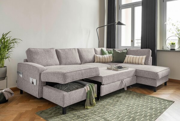 SEDACIA SÚPRAVA, textil, sivobiela MID.YOU - Sedačky, Online Only