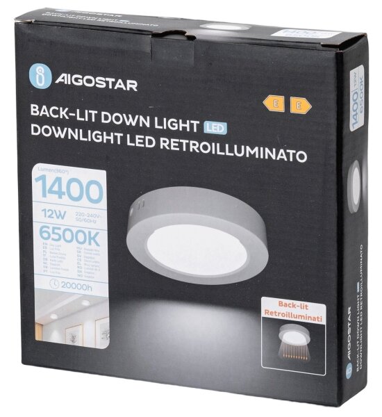 Aigostar - LED Stropné prisadené svietidlo LED/12W/230V pr. 17,4 cm 6500K biela