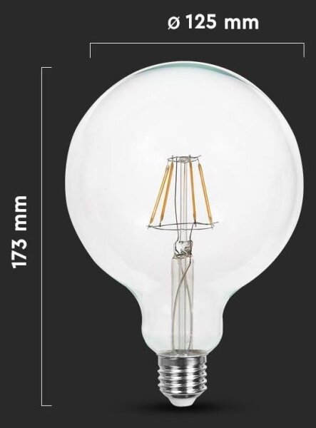 LED Žiarovka FILAMENT G125 E27/10W/230V 6400K