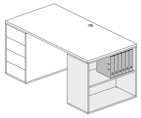 Kancelársky regál BLOCK, 800 x 400 x 710 mm, dub prírodný