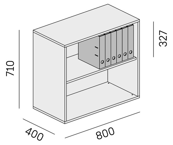 Kancelársky regál BLOCK, 800 x 400 x 710 mm, dub prírodný