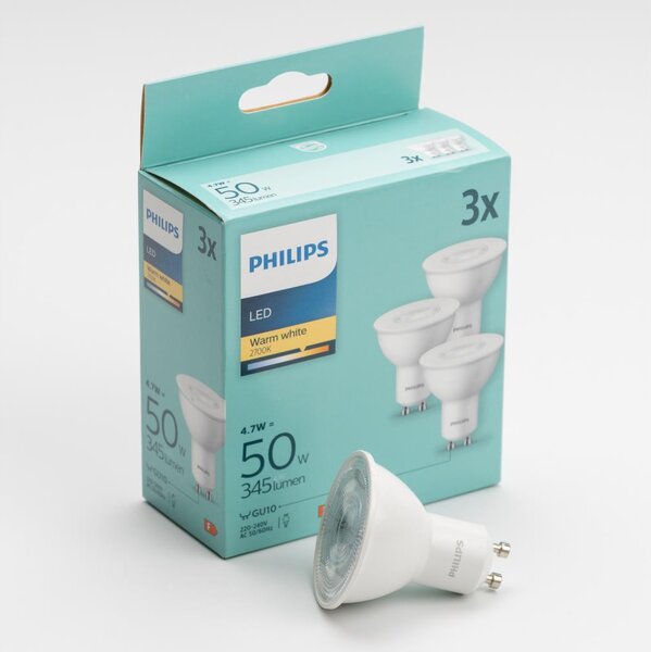 SADA 3x LED Žiarovka Philips GU10/4,7W/230V 2700K