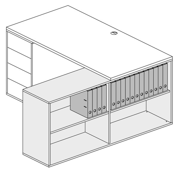 Kancelársky regál BLOCK, 1600 × 400 × 710 mm, dub prírodný