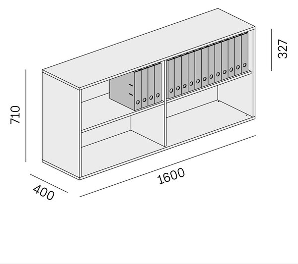Kancelársky regál BLOCK, 1600 × 400 × 710 mm, dub prírodný