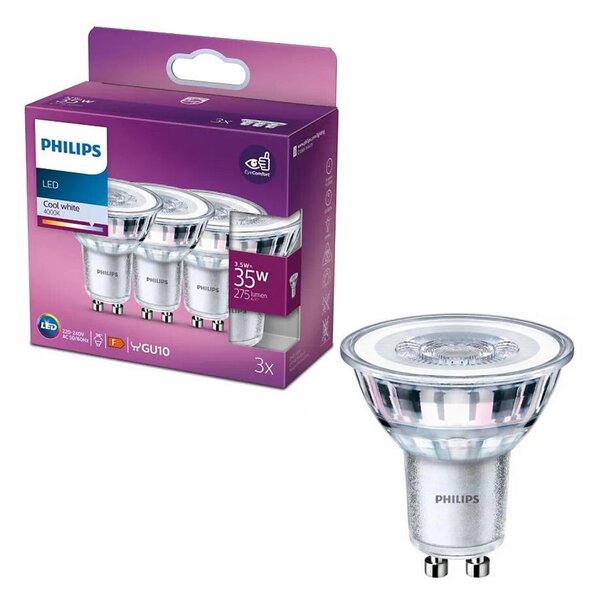 SADA 3x LED Žiarovka Philips PAR16 GU10/3,5W/230V 4000K