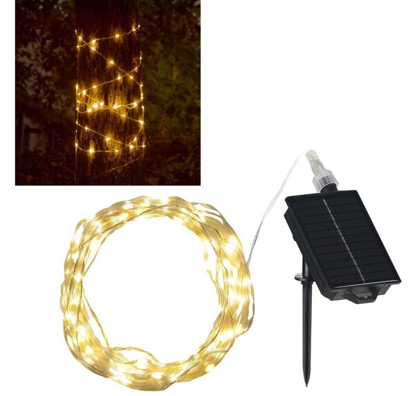 LED solárna dekoračná reťaz LED/3,7V 1800 mAh 10 m IP44 + diaľkové ovládanie