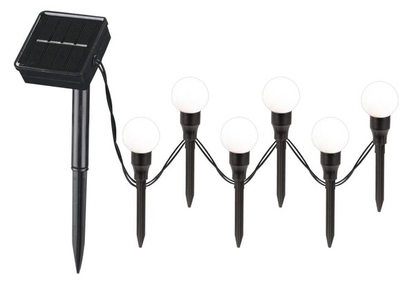 LED Solárne svietidlo KULKI 6xLED/1,2V 600 mAh 4,3 m IP44 čierna/biela