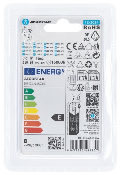 LED Stmievateľná žiarovka R7s/8W/230V 2700K - Aigostar