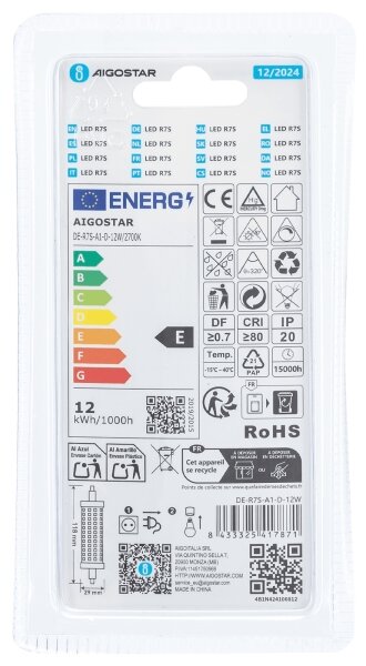 LED Stmievateľná žiarovka R7s/12W/230V 2700K - Aigostar