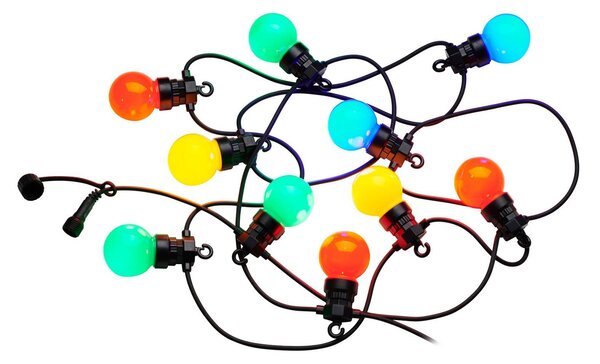 LED reťaz Lucas – štartovacia sada, farebná, 10-pl., solárna/s napájacím káblom, Viacfarebné, Plast, Solárne svietidlá
