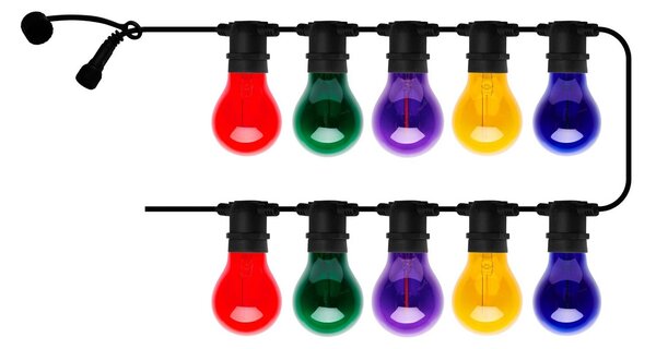 LED reťaz Tobias, štartovacia sada, viacfarebná, 10-pl. žiarovka, dĺžka 4,5 m, Viacfarebné, Plast