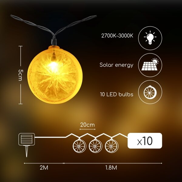 Aigostar - LED solárny reťazec 10xLED/3,8m IP44 teplá biela