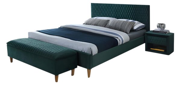 Čalúnená posteľ MELINA VELVET + matrac DE LUX, 160x200, bluvel 78/dub