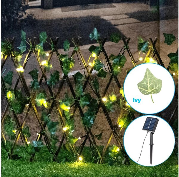 Aigostar - LED Solárna dekorácia 56xLED/2x0,4m IP65 teplá biela ivy