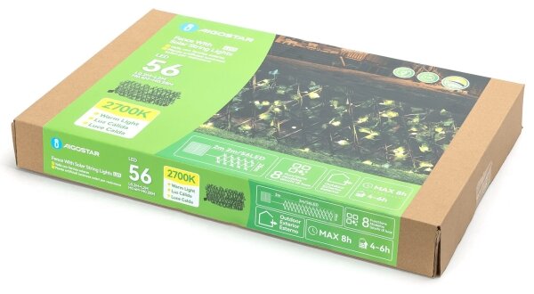 Aigostar - LED Solárna dekorácia 56xLED/2x0,4m IP65 teplá biela ivy