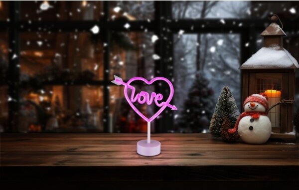 Globo 28066 - LED neonová stolná dekorácia ARMOR LED/2W/3xAA srdce