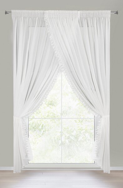 ZÁCLONA NA PÁSKE LORETA, SADA 2 KS 400X250 CM BIELA