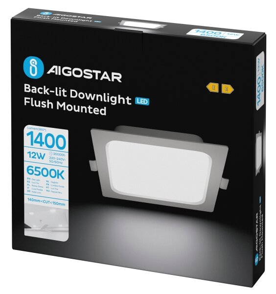 Aigostar - LED Podhľadové svietidlo LED/12W/230V 6500K 17,5x17,5 cm biela