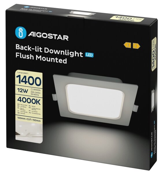 Aigostar - LED podhľadové svietidlo 12W/230V 4000K 17,5x17,5 cm biele