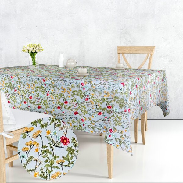 Ervi bavlnený obrus na stôl štvorcový - Poľné kvety na šedom