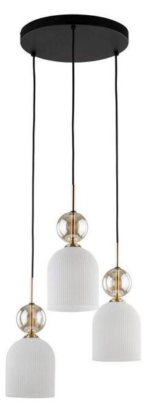 Luster na lanku SOPHIA 3xE14/10W/230V čierna/dymová béžová/biela