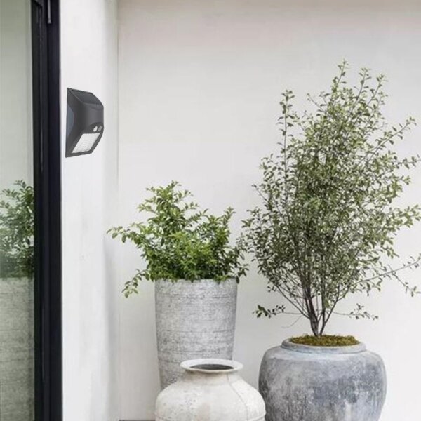 LED solárne nástenné svietidlo so senzorom LED/3W/3,7V 1200 mAh IP54 antracit
