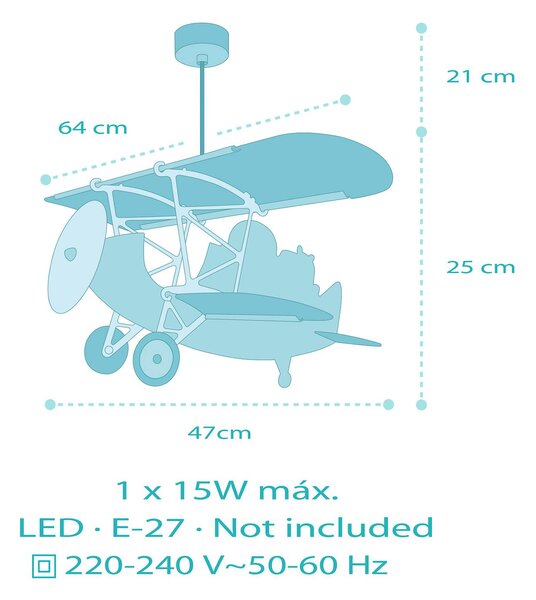 Závesné svietidlo Dalber Lion Plane, farebné, drevo/plast, Viacfarebné, Detská izba, Drevo, Závesné svietidlo