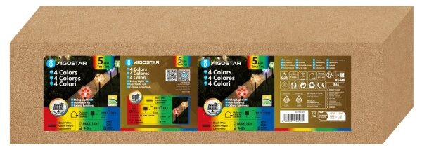 Aigostar - LED RGBY Solárne vianočné svietidlo LED/1,2 V/8 funkcií 1 m IP65 800 mAh vločky
