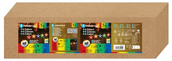 Aigostar - LED RGBY Solárne vianočné svietidlo LED/1,2V/8 funkcií 1m IP65 800mAh hviezdy
