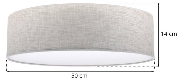 Stropné svietidlo Stone, 1x svetlobéžové textilné tienidlo/biele PVC tienidlo, (biele plexisklo), (fi 50cm)