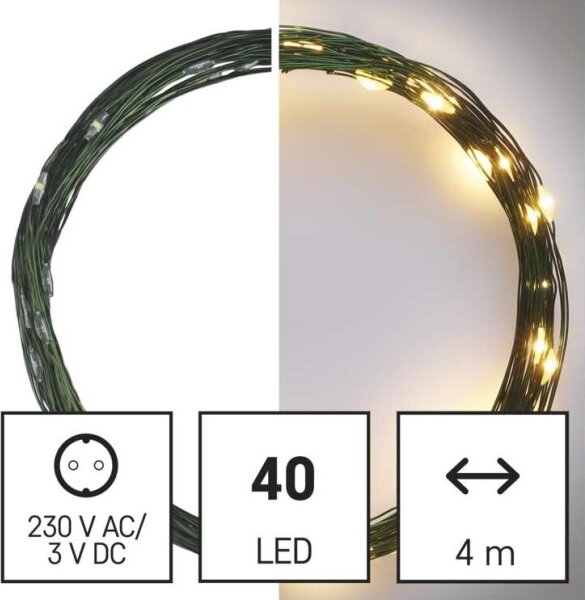LED Vianočná vonkajšia reťaz 40xLED/9m IP44 teplá biela
