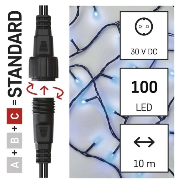 LED Vonkajší vianočný reťaz 100xLED/10m IP44 modrá
