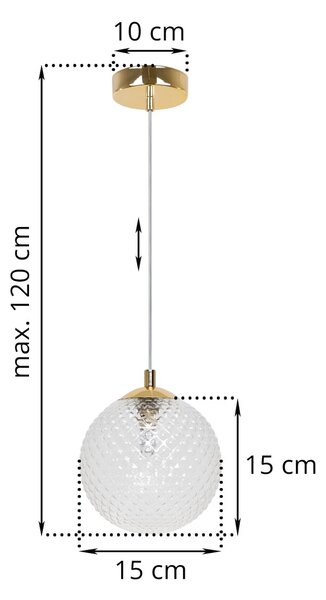 Závesne svietidlo Cannes, 1x číre sklenené tienidlo (fi 15 cm), G