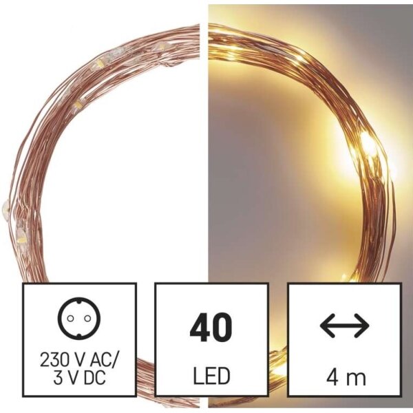 Vonkajšia LED reťaz 40xLED/9m IP44 teplá biela