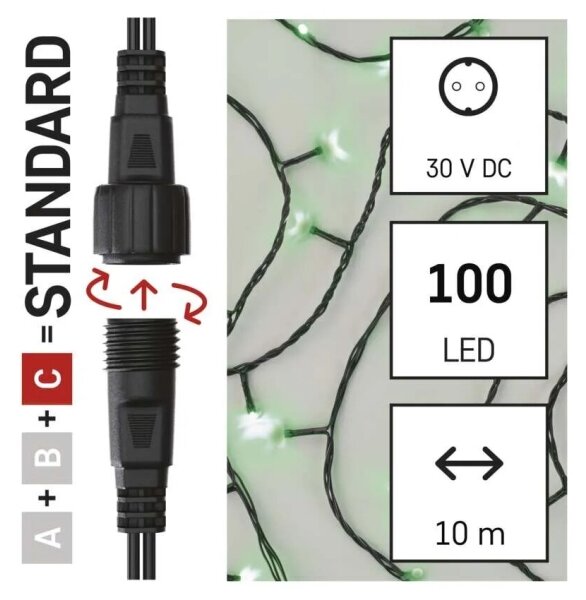 LED Vonkajšia vianočná reťaz 100xLED/10m IP44 zelená