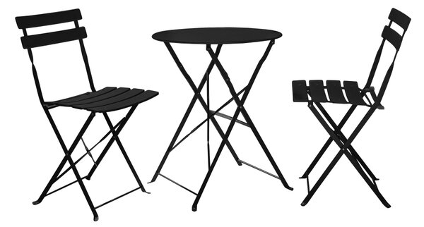 KONDELA Záhradný set 1+2, čierna, oceľ, OBAX