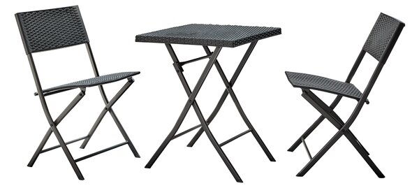 KONDELA Záhradný ratanový set 1+2, čierna, FARUK