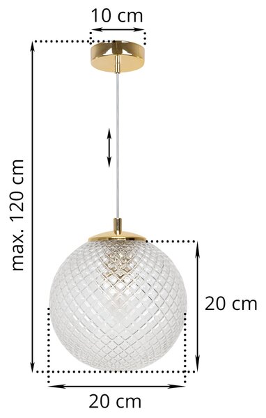 Závesne svietidlo Cannes, 1x číre sklenené tienidlo (fi 20 cm), G