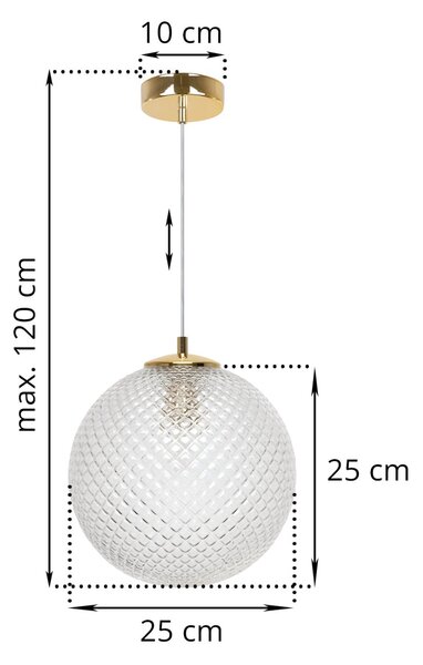 Závesne svietidlo Cannes, 1x číre sklenené tienidlo (fi 25 cm), G