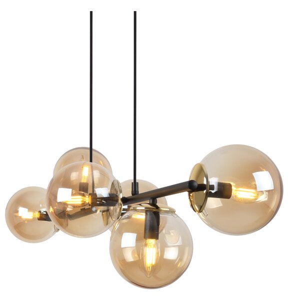 Závesne svietidlo Paris, 6x medové sklenené tienidlo, B/G