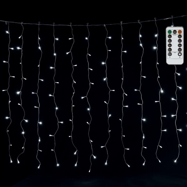 Aigostar - LED vonkajšia vianočná reťaz 300xLED/6W/230V/8 funkcií 3x1m IP44 studená biela+DO